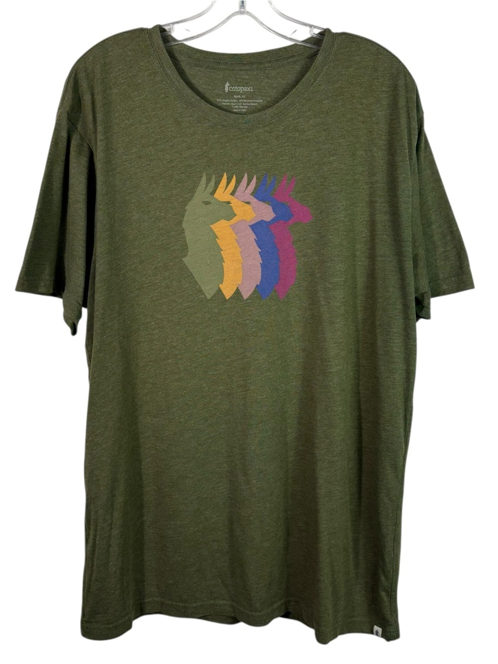 Cotopaxi Llama Striped Green Organic Cotton Lightweight T-Shirt Mens XXL 2XL